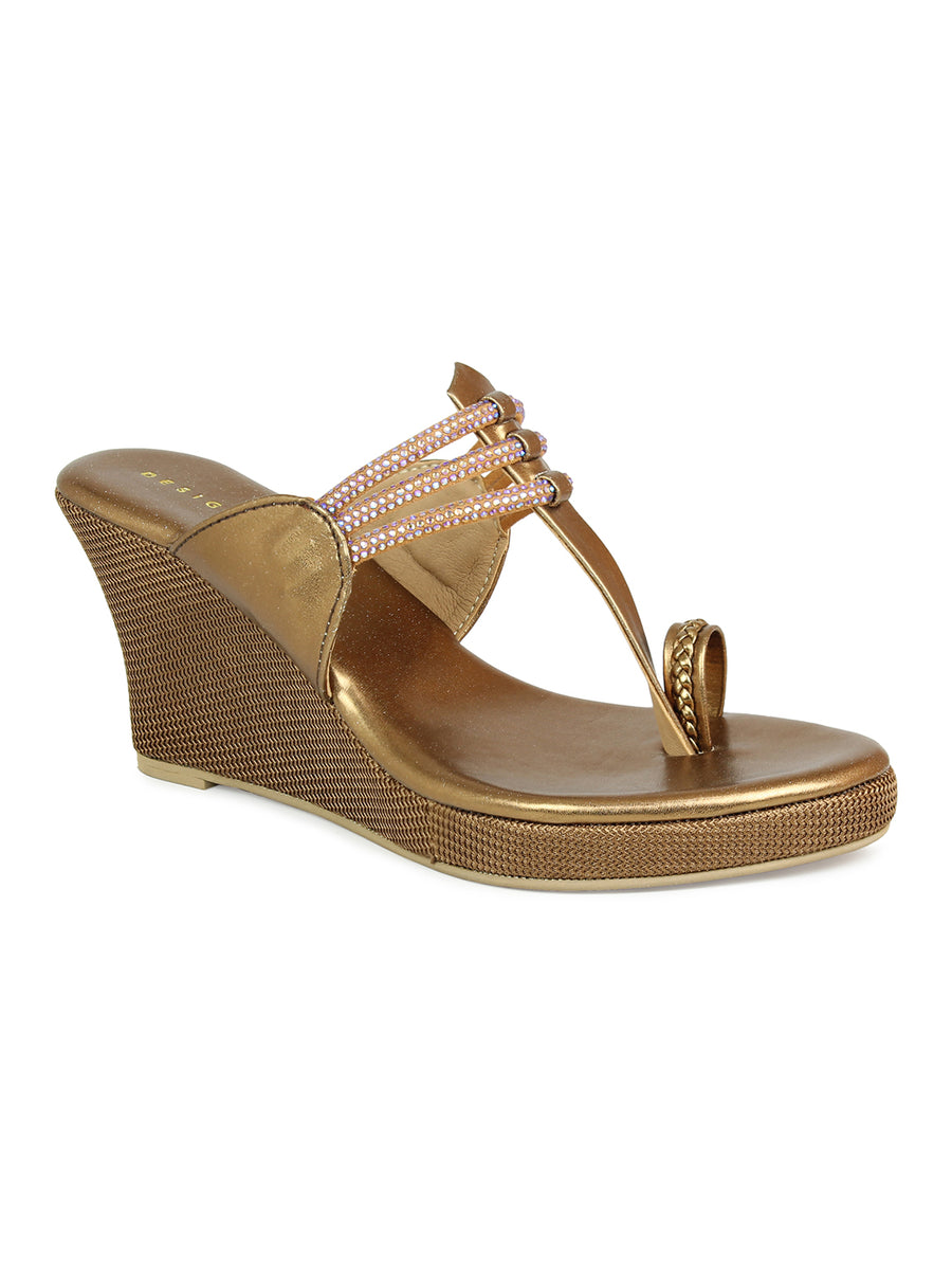 Kholapuri Inspired Rounded Strap Wedge Sandal