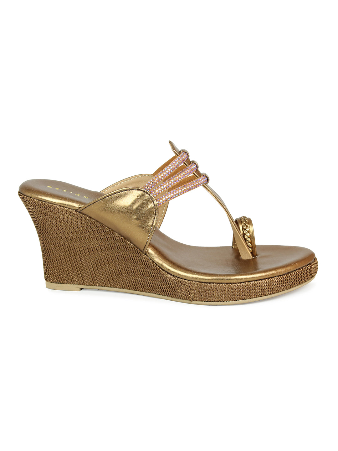 Kholapuri Inspired Rounded Strap Wedge Sandal