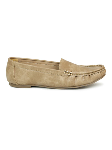 Faux Nubuck Moccasins With Side Metal Trim