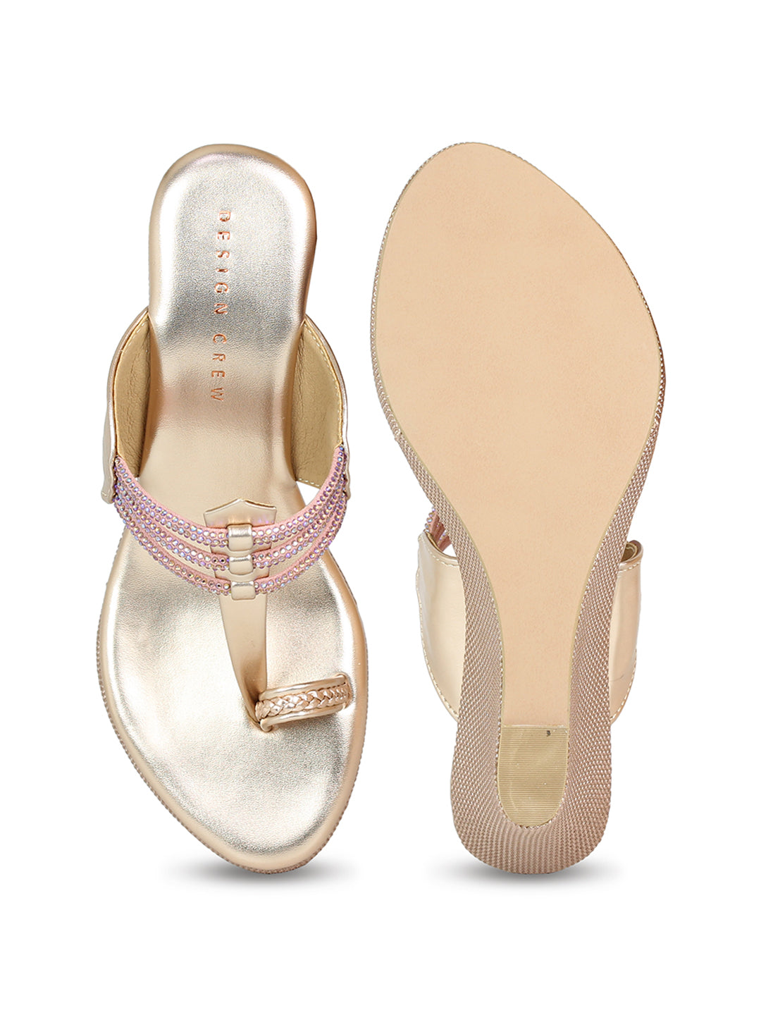 Kholapuri Inspired Rounded Strap Wedge Sandal