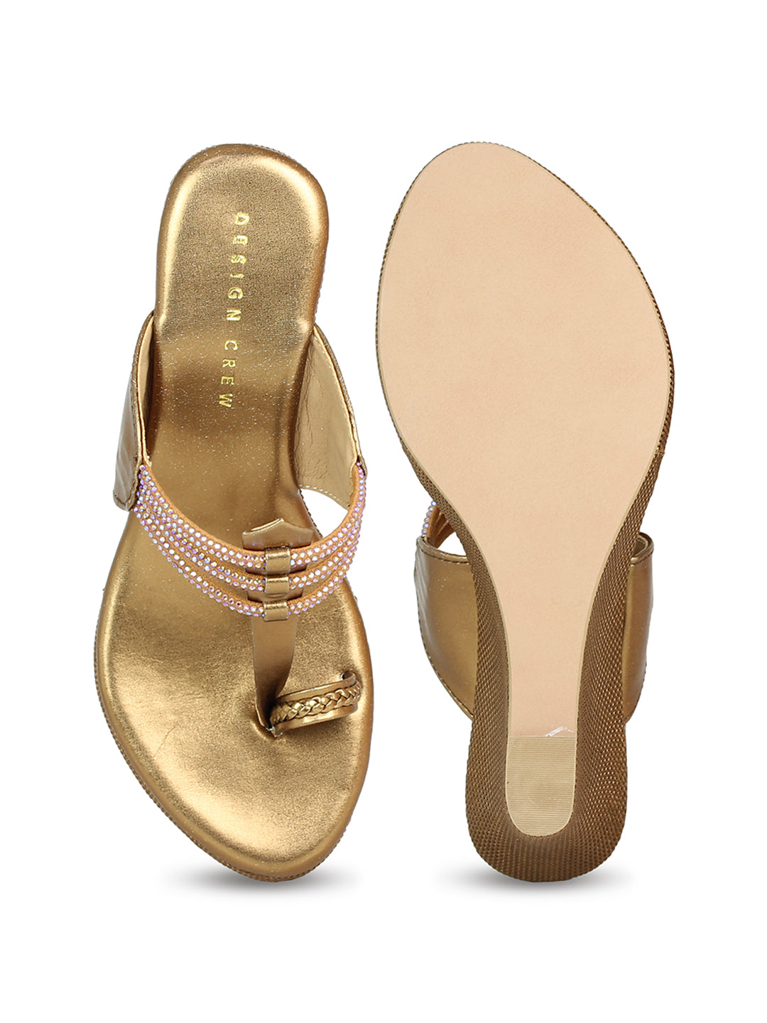 Kholapuri Inspired Rounded Strap Wedge Sandal
