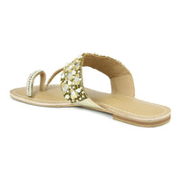 Embroidered Thong Sandal With Mirror