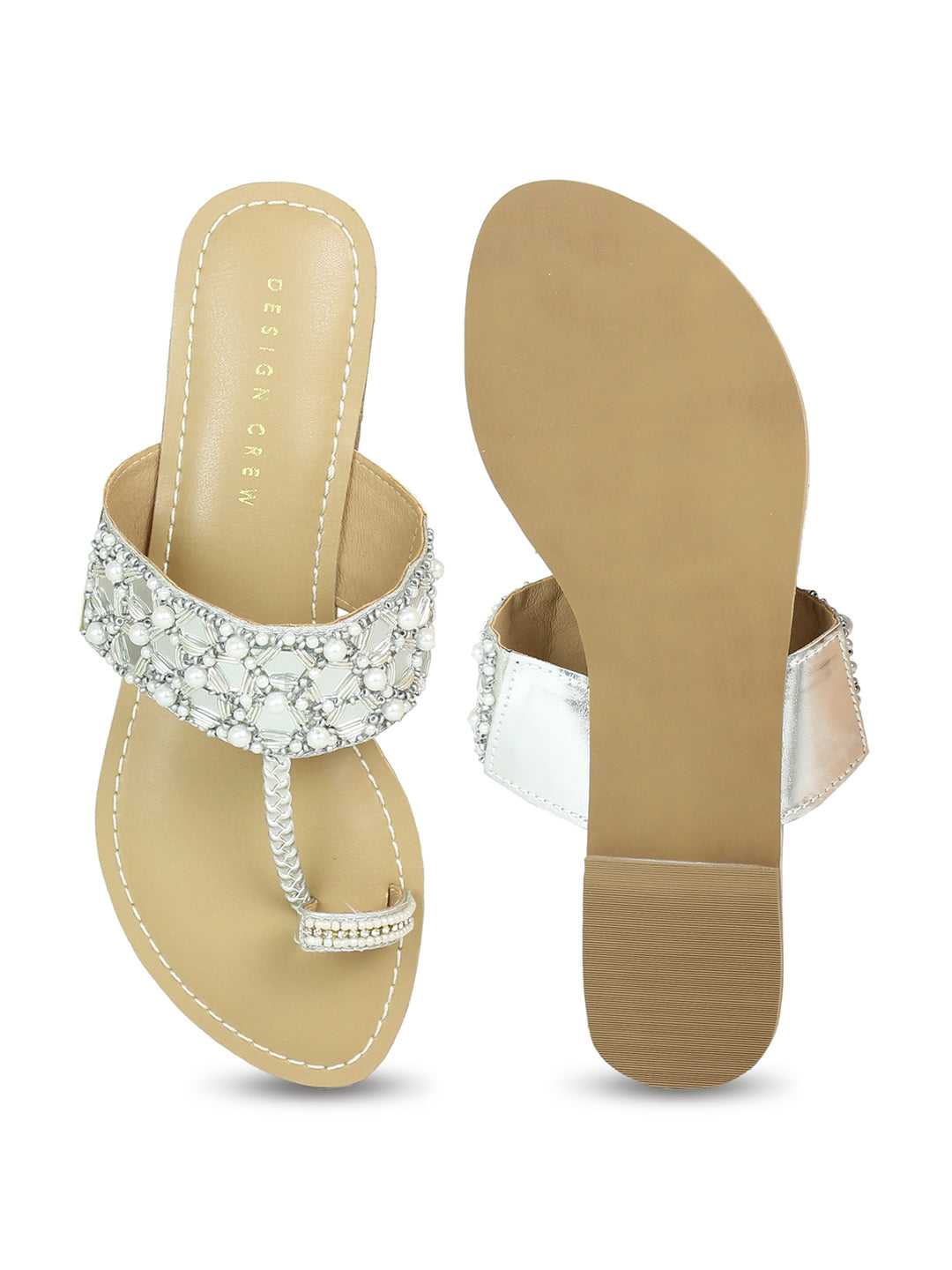 Embroidered Thong Sandal With Mirror