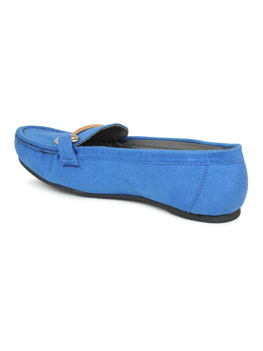 Faux Nubuck Moccasins With Sleek Saddle Bar