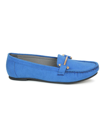 Faux Nubuck Moccasins With Sleek Saddle Bar