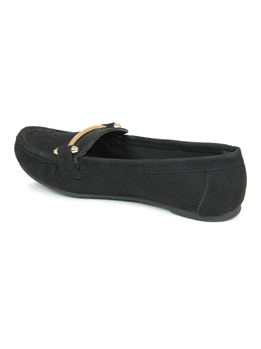 Faux Nubuck Moccasins With Sleek Saddle Bar
