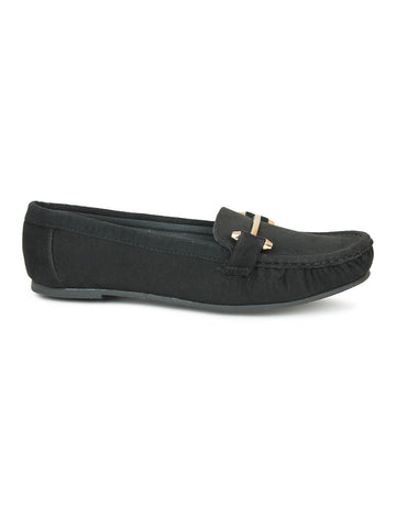 Faux Nubuck Moccasins With Sleek Saddle Bar