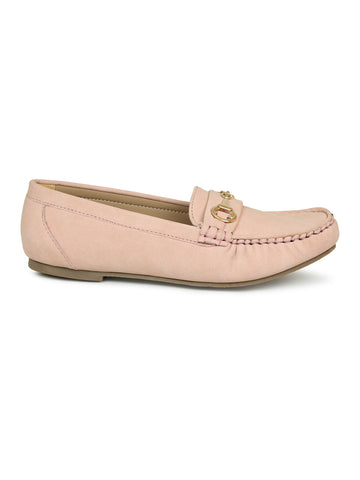 Faux Nubuck Moccasins With Horsebit Metal Trim