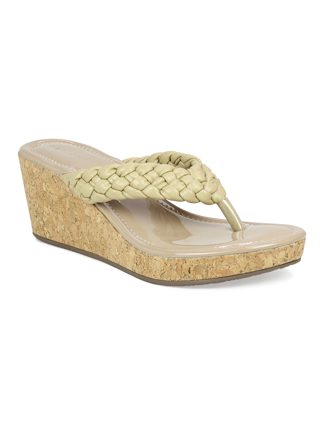 Braided Thongs Beige Wedge | Design Crew