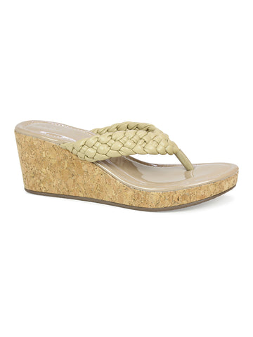 Braided Thongs Beige Wedge | Design Crew