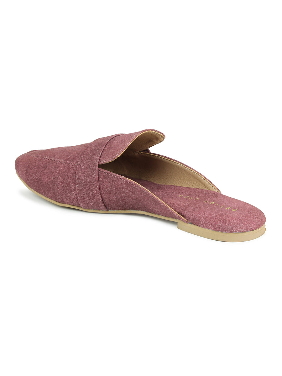 Faux Nubuck Mules With Saddle Strap