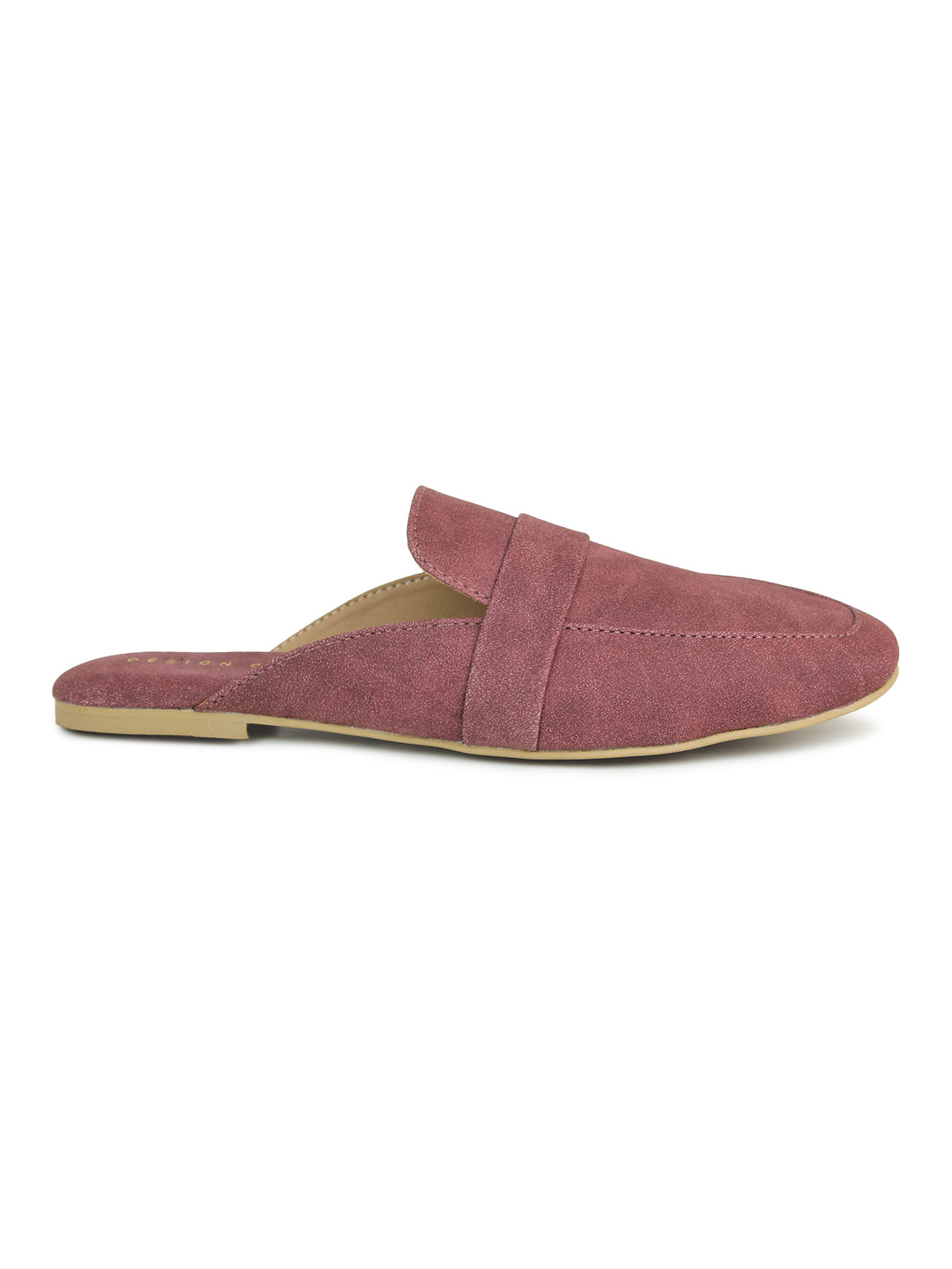 Faux Nubuck Mules With Saddle Strap