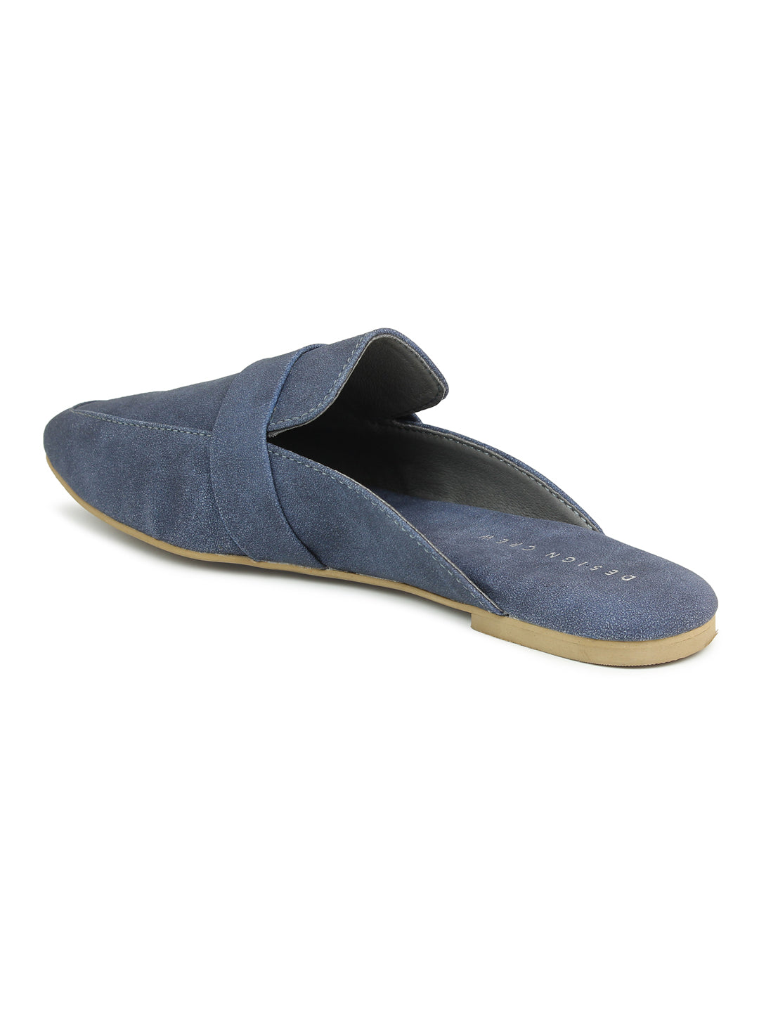 Faux Nubuck Mules With Saddle Strap