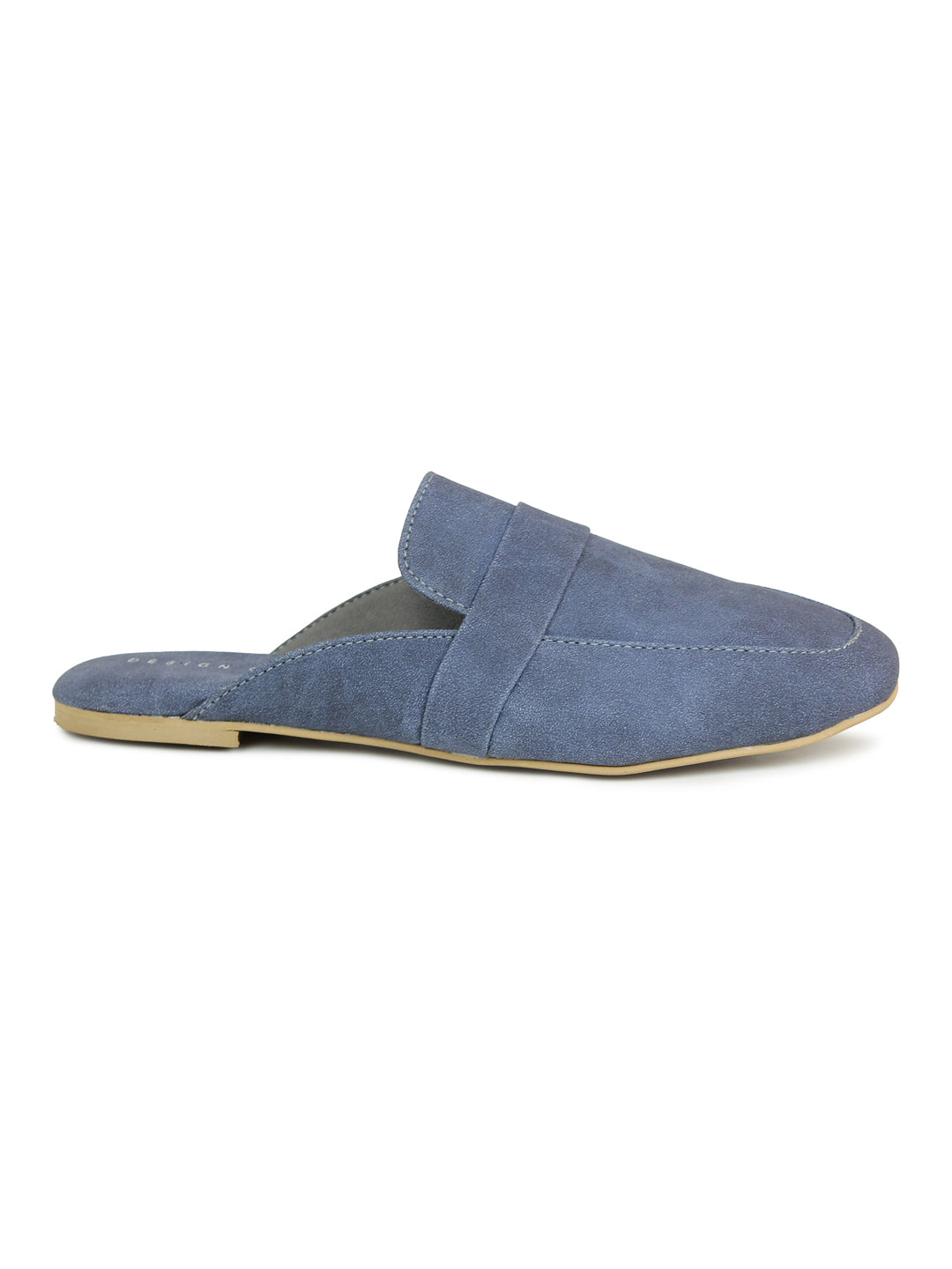 Faux Nubuck Mules With Saddle Strap
