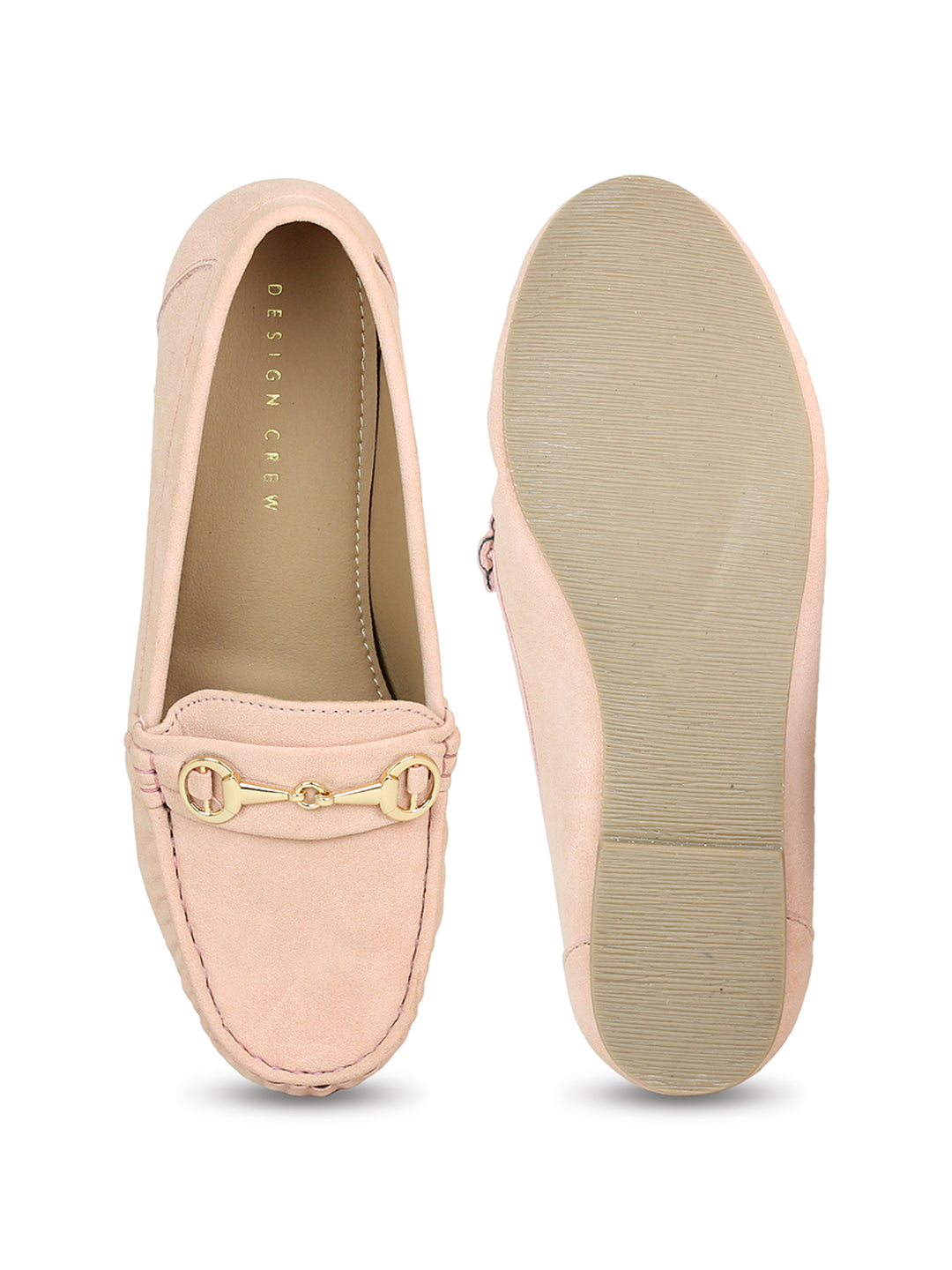 Faux Nubuck Moccasins With Horsebit Metal Trim