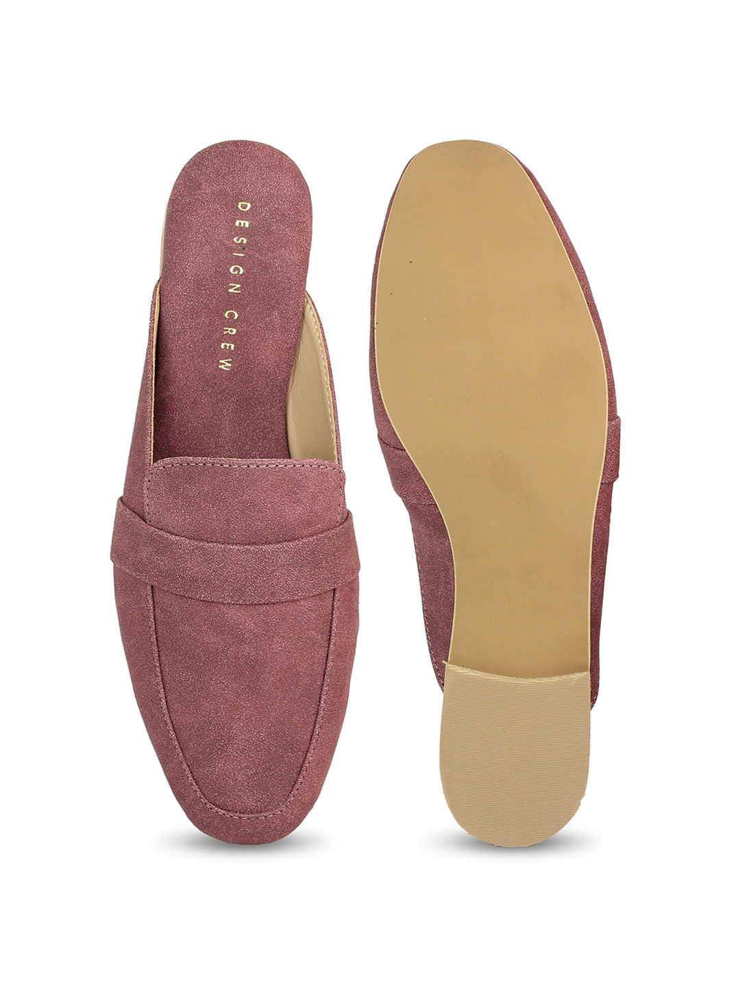Faux Nubuck Mules With Saddle Strap