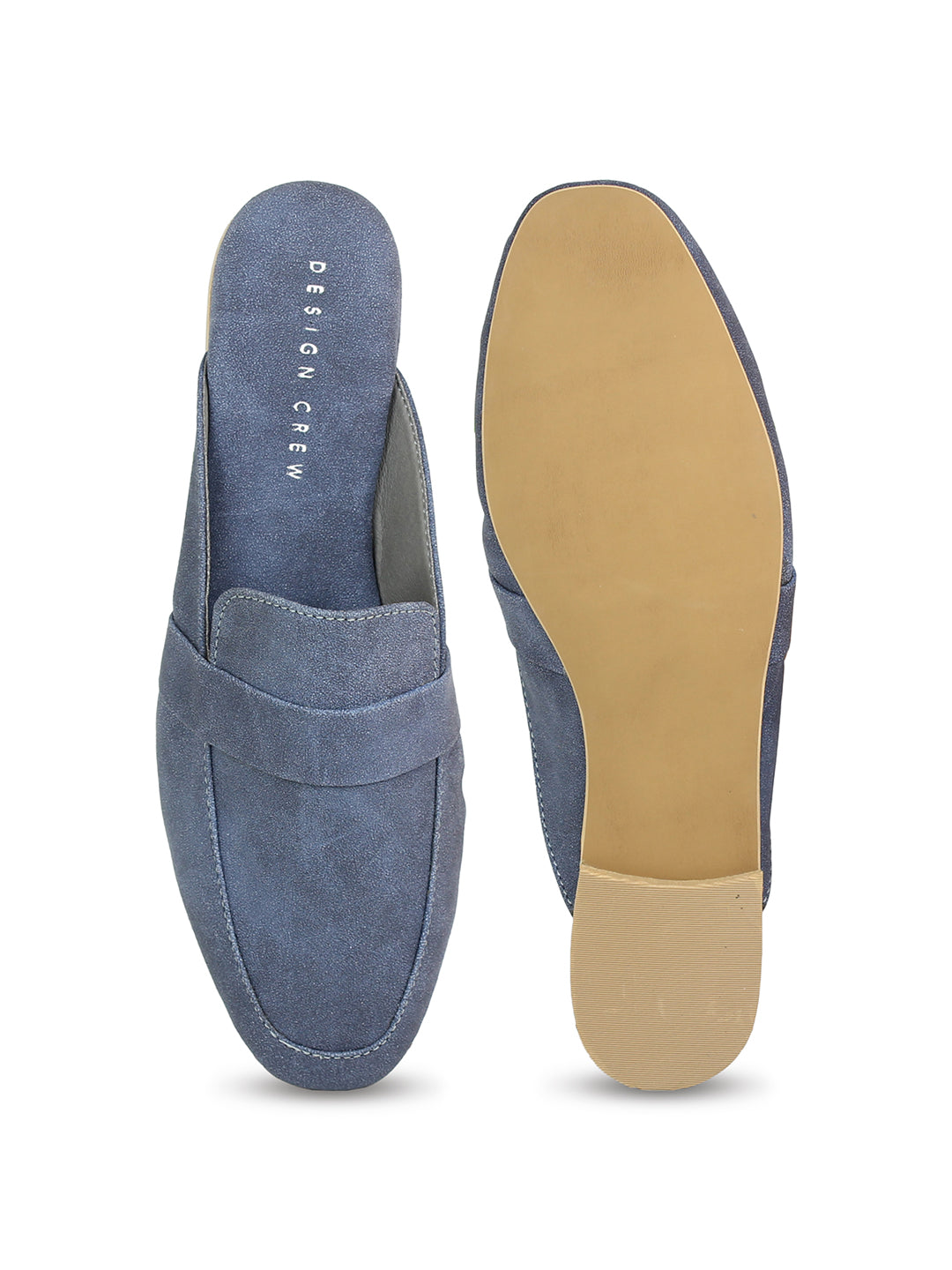 Faux Nubuck Mules With Saddle Strap