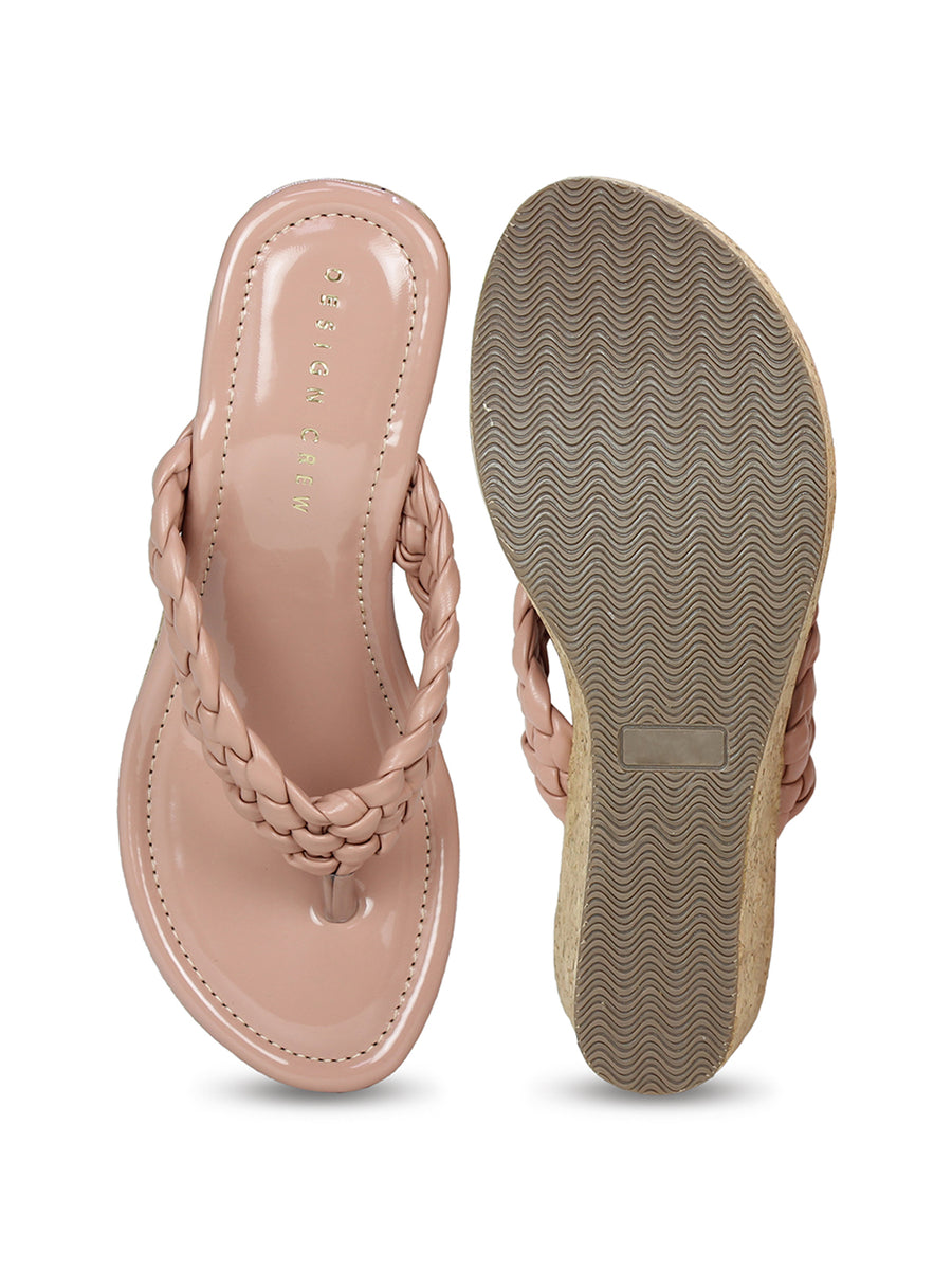 Braided Thongs Peach Wedge | Design Crew