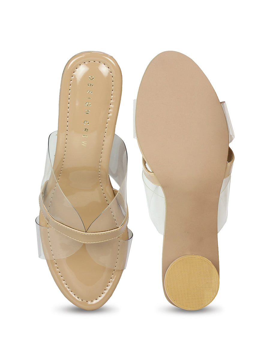 Translucent Vamp Strap Slide Sandal